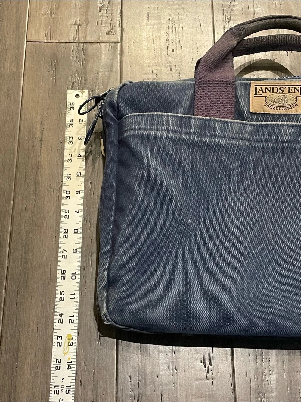 Vintage Lands’ End Square Rigger Canvas Briefcase Laptop Bag Blue Work Tote